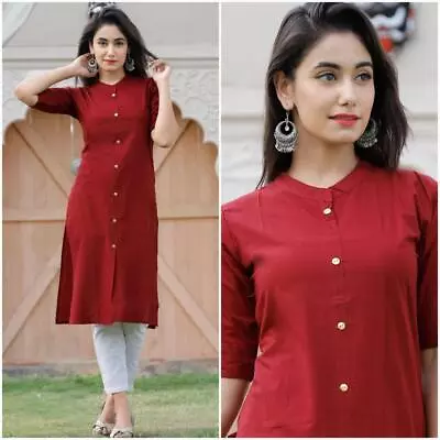 Women's Kurta Kurti Cotton Solid Various Colors & Sizes Indian Ethnic Dress • $35.22