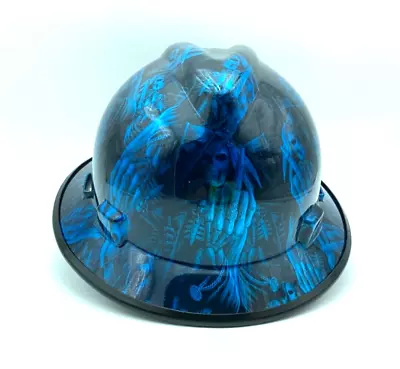 Made In The USA MSA Wide Brim Hard Hat Hydro Dipped MH Candy Blue 1 Finger BG • $70.40