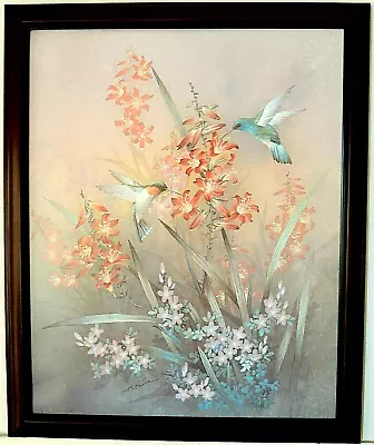 Hummingbird Picture Flowers Floral Tc Chiu Framed 16x20 • $63.95