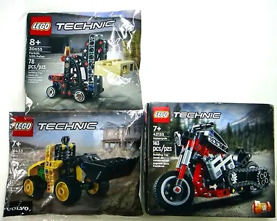 LEGO Technic: (42132) Motorcycle (30433) Volvo Wheel Loader (30655) Forklift • $39.99