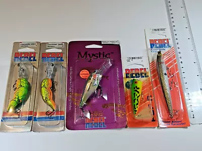 REBEL Fishing Lures Vintage Lot Of 5. Crawfish Mystic Shad Popper Minnow. • $89.99