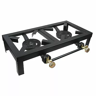$34.49 • Buy Cast Iron Double Burner Portable Outdoor Camp Stove Propane Gas LPG BBQ Cooker