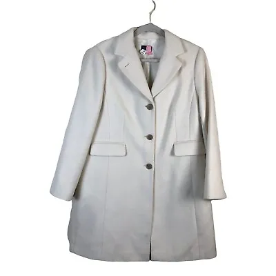 J. Crew 8 Petite Day Coat Jacket Wool Cashmere Blend White Flap Pockets Lined • $59.46