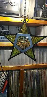 Moroccan Star Lantern Hanging Glass Five Points Tea Light Candle Holder In Green • $20