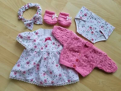 Baby Annabell Or 17 To 19 Inch Baby Doll 5 Piece Pink Floral Dress Set (20) • £12.50