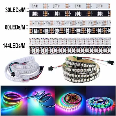 WS2812B LED Strip 5050 RGB 30/60/144LEDs/M Ws2812 IC Individual Addressable DC5V • $18.99