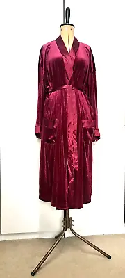 £19.99 • Buy Linea Donatella XL Robe Dressing Gown MEC035 Burgundy Plum Red Velour Satin