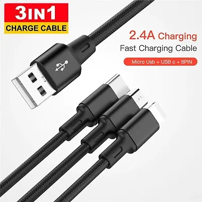 3 In 1 Multi USB Charger Charging Cable Cord For Mobile USB TYPE C Android Micro • $14.49