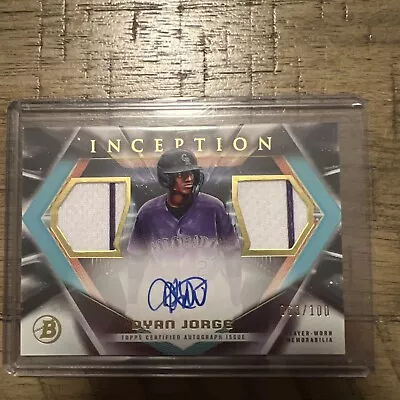 2023 Bowman Inception Dyan Jorge #IADR-DJ Patch Auto /100 Colorado Rockies • $35