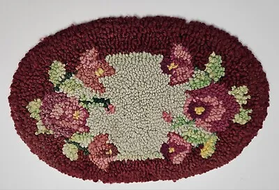 Vintage Hand Hooked Doll Dollhouse Rug Oval • $39.99