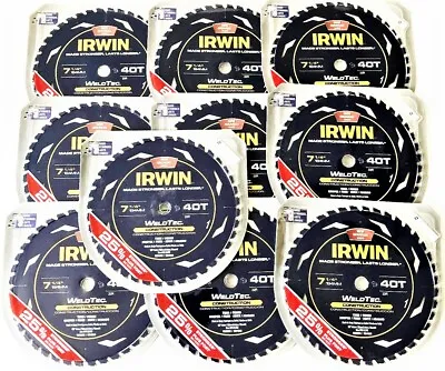 10 Irwin Weldtec 7-1/4  Carbide Tip Circular Saw Blades 40t 40 Tooth Trim Finish • $86.99