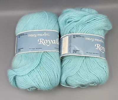 Mary Maxim Teal Yarn 039 Vint Royale 2 Skeins Dye Lot 3520 Acrylic Mohair Used • $10