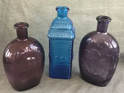 Lot Of 3 Vintage Wheaton Flasks / Bottles Amethyst Bitters • $22.99