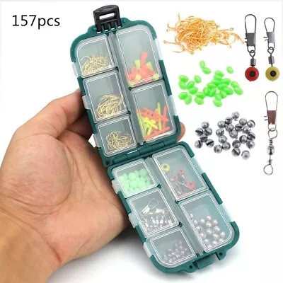 Complete Fishing Gear Set With 157PCS Accessories Hooks Beads And More • $15.95