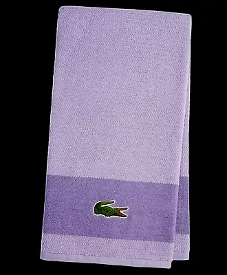 Lacoste Lilac Purple Bath Towel 100% Cotton 30  X 52  Big Crocodile Logo NEW • £28.41