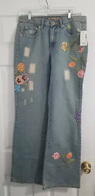 $24.99 • Buy NWT New Z Cavaricci Womens Jeans Floral Worn Torn Wash Authentic Vintage Size 12