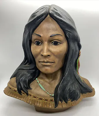 VTG Provincial Mold Native American Indian Woman Squaw Ceramic Bust Signed • $29.99