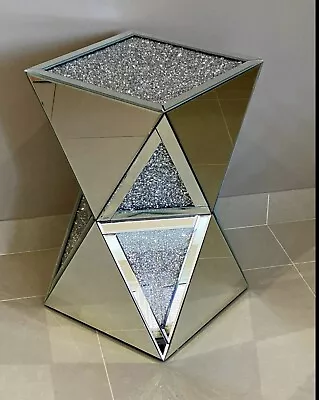 £149.99 • Buy Sparkly Crushed Diamond Crystal Mirrored Occasional Bedside Side Table Venetian