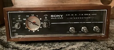 1965 Vintage Sony Alarm Clock AM Radio Solid State BRC-54 Telechron Wood • $15