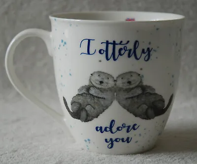 £6 • Buy Milly Green Jumbo Chunky Porcelain Mug 'I Otterly Adore You' Cute Playful Otters