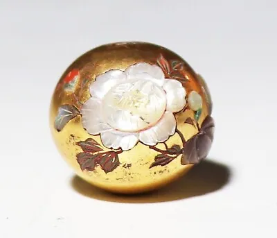  Japan Antique Makie Peony Ojime Bead Inro Ojime Sagemono Rare Meiji Era Netsuke • £446.39