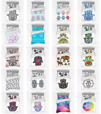 Ambesonne Hamsa Eastern Bedding Set Duvet Cover Sham Fitted Sheet In 3 Sizes • $90.99