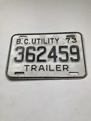 Vintage License Plate Trailer 1973 B.C. Canada Collectable License Plate 70’s • $31.50