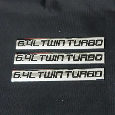 $20.99 • Buy 3PCS 6.4L Chrome Black TWIN TURBO Metal Emblem Badge Decal Sticker Engine V8 Suv