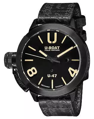 U-Boat Classico U-47 AB1 Automatic Black PVD Black Dial Leather Mens Watch 9160 • $1379