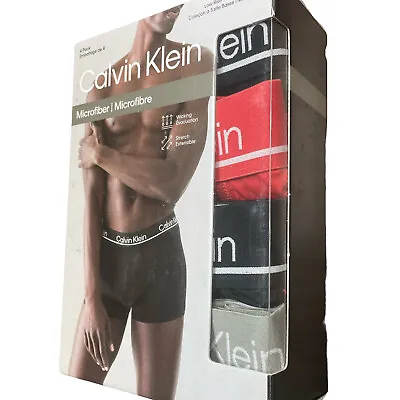 Calvin Klein Underwear Men Low Rise Trunk 4 Pack Microfiber Stretch  Black S-XL • $34.99