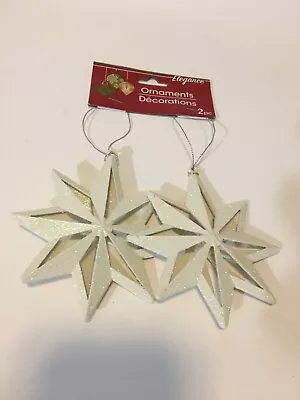 Vintage Christmas Ornaments(2)Iridescent Sparkle Resin Collectible Snowflakes4  • $4.73