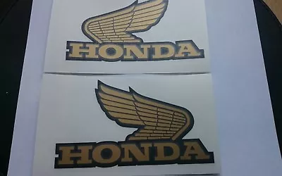 VINTAGE HONDA WINGS  TANK STICKERS DECALS X2 Black/Gold • £4.99