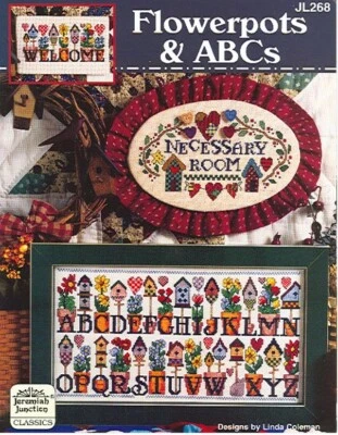 $15 • Buy Oop Cross Stitch Jeremiah Junction Chart FLOWERPOTS & ABCs