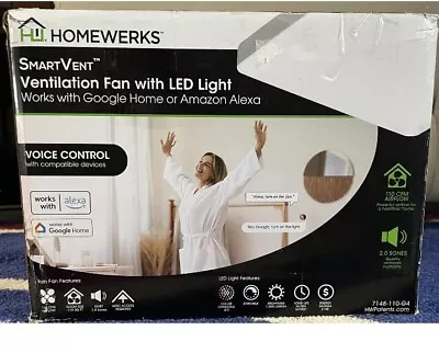HOMEWERKS SMARTVENT VENTILATION FAN W/ LED LIGHT 7148-110-G4 Bathroom Fan • $30