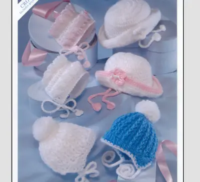 N13B8 Baby's Aran & DK HelmetsHats & Bonnets Prem-12Months Crochet Pattern COPY • £3.49