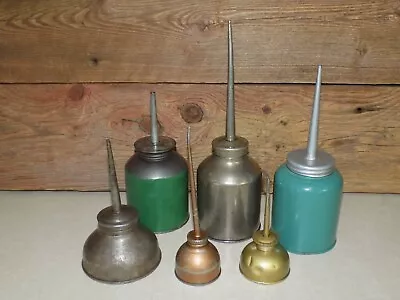 #3 Vtg LoT Of 6 Differ OiL Cans Pump Style &Thumb OiLERS EAGLE Whitaker-Chicago • $35