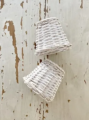 Wicker Rattan Lampshade Nordic Scandi Nautical Shabby Coastal Rustic Lamp Shade • £10.50