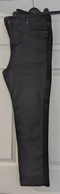 £3.99 • Buy Ladies M&S Skinny Black Stretch Jeans  Velvet Trim Leg Size 16 🌷