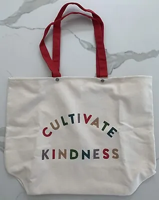 CLARINS Beige Tote Bag Canvas Shoulder Shopper Purse Cultivate Kindness / Feed 7 • $9.98
