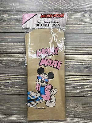 Vtg Mickey Mouse Brown Paper Lunch Bags  Disney Carrousel • $19.79