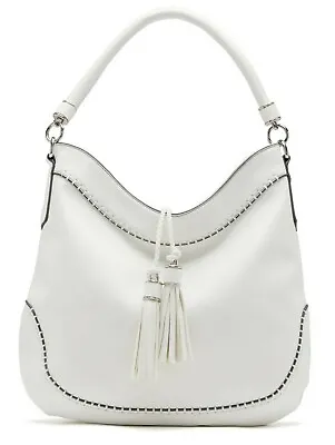$21.49 • Buy Charming Charlie LARGE Hobo Bag Handbag, Unique Stitch Design & Tassel, IVORY