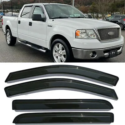 For 2004-08 Ford F150 Supercrew Cab Window Visor Rain Guard Wind Deflectors • $28.99