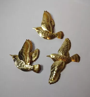 Set Of 3 BrassHOMCO Flying Birds Wall Art Decor Metal Gold Copper Brass Vintage  • $16.99