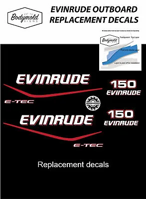 EVINRUDE  E-TEC 150hp Outboard Replacement Decals • $57.30