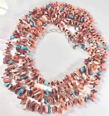 Jay King Mine Finds Sterling 925 Coral Turquoise 4 Strand Necklace (c181) • $104.99