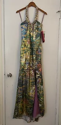 Paparazzi By Madeline Gardner For Mori Lee Sequined Halter Gown Sz2 • $59