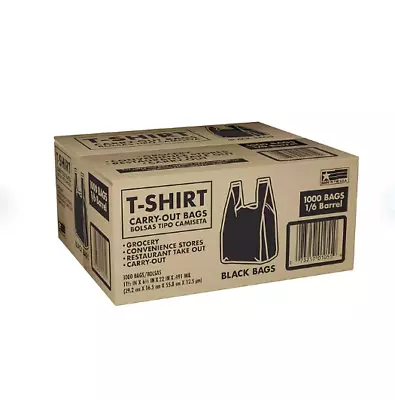 Black T-Shirt Carryout Bags 11.5  X 6.5  X 22  (1000 Ct.) Not Shipped NJ • $29.10