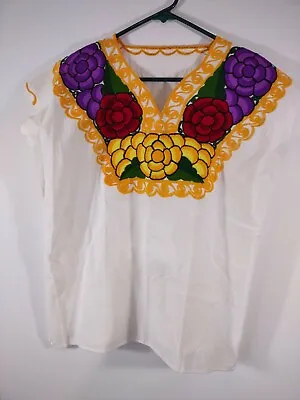 Mexican Boho Colorful Embroidered Pullover Blouse/Top NWOT Pit/pit Is 23  • $22