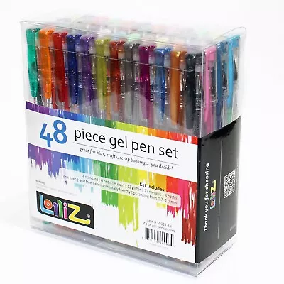 LolliZ Gel Pens 48 Gel Pen Tray Set Standard Neon Swirl Glitter Metallic Milky • $11.24