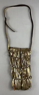 Monserat De Lucca Bag Purse Crossbody Metallic Beige Leather Chain • $31.99